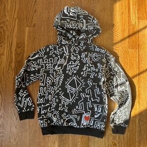 H&M Kids Keith Haring Hoodie, Size 12-14, Black